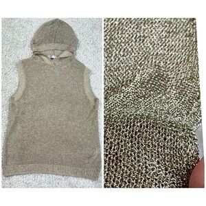 Zara Metallic Gold Sleeveless Knit Hoodie